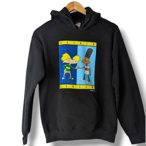 Hey Arnold Nickelodeon Retro Cartoon Kidcore 90s Y2K Black Hoodie: Adult Small